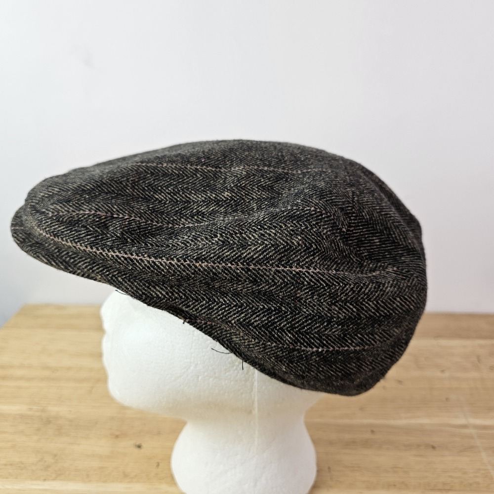 Dockers Newsboy Cabbie Hat Golf Cap Brown Mens L/XL Wool Acrylic Logo